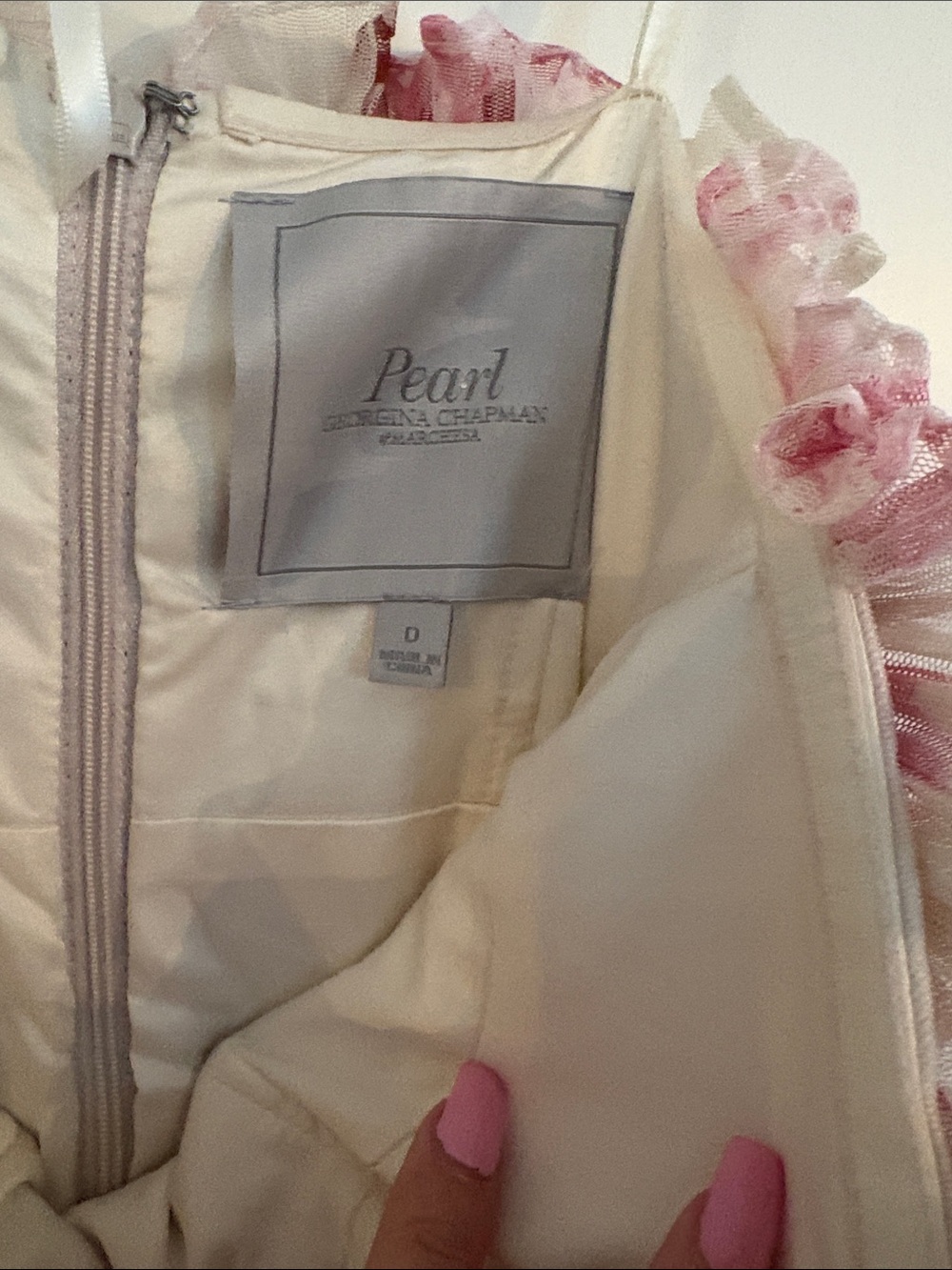 Pearl by Georgina Chapman Cream and Pink Floral Tiered Chiffon Maxi Dress - Picture 3 of 5